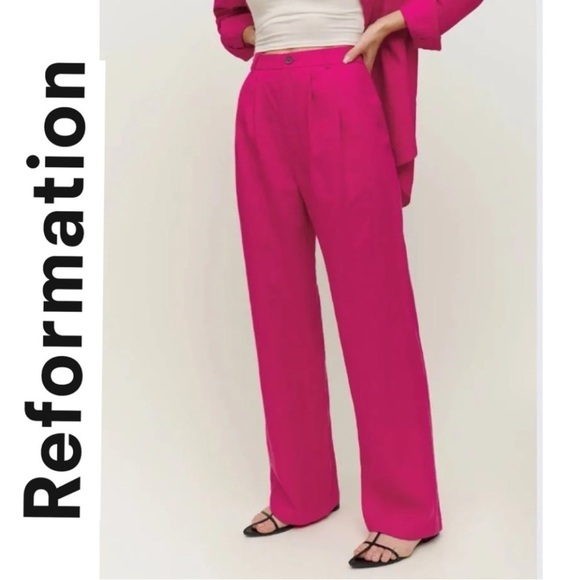 Reformation Mason Pants Pink, Size 4 Petite - Picture 3 of 6